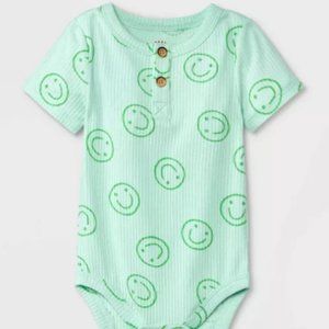 Baby Ribbed Henley Short Sleeve Bodysuit